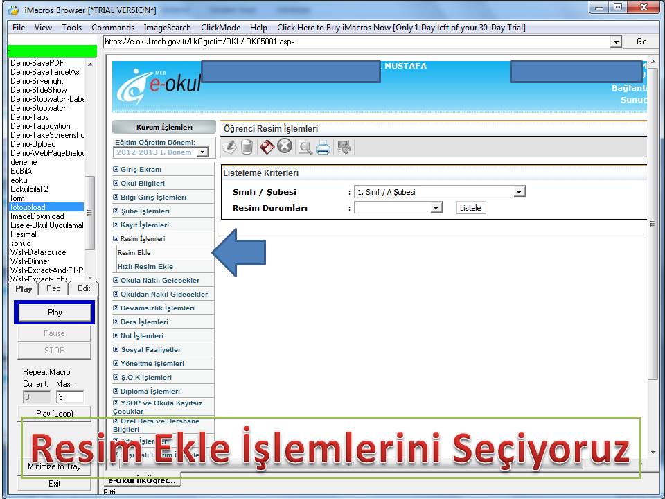 Imacros Programi Ile E Okula Toplu Resim Yukleme